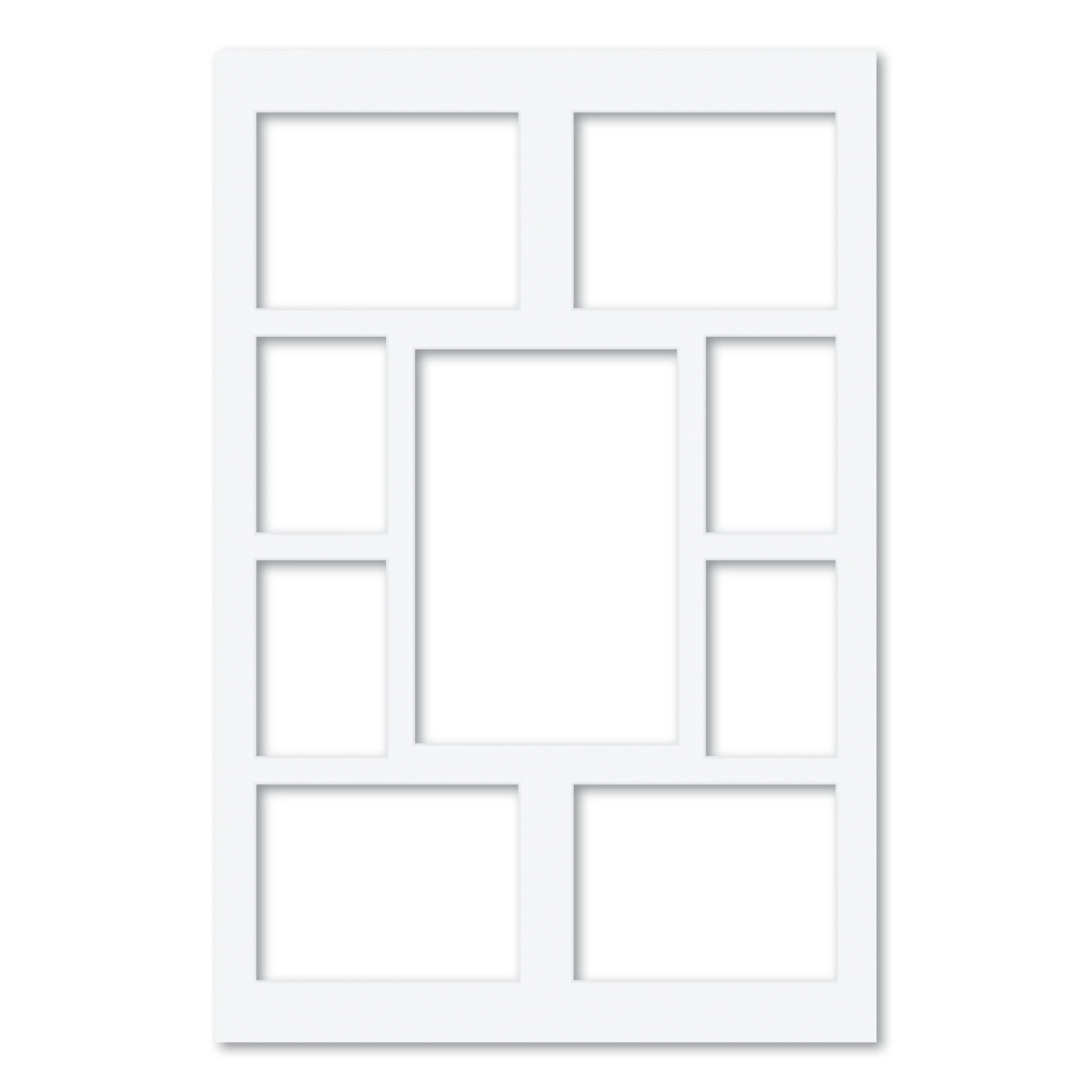 9 Window (4x6, 6x8 & 8x12in) Collage Photo Mat Board