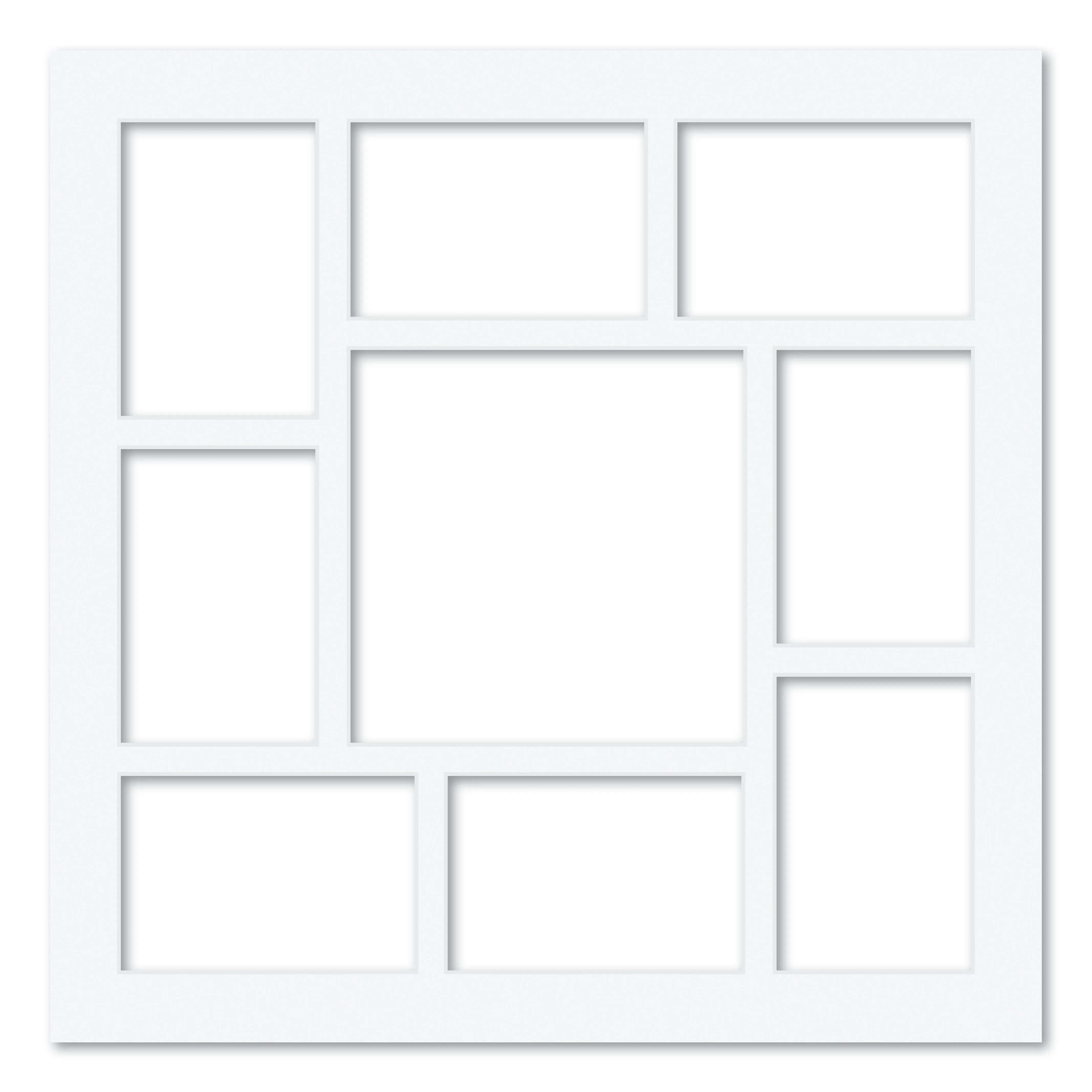 9 Window (4x6 & 8x8in) Square Collage Photo Mat Board