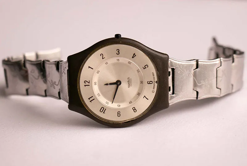 90s Swatch Skin Desertic SFC100 Watch with Floral Swatch Bracelet