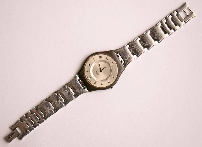 90s Swatch Skin Desertic SFC100 Watch with Floral Swatch Bracelet