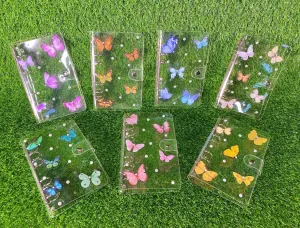A6 Butterfly Custom Clear PVC Binder with Pearl Accents