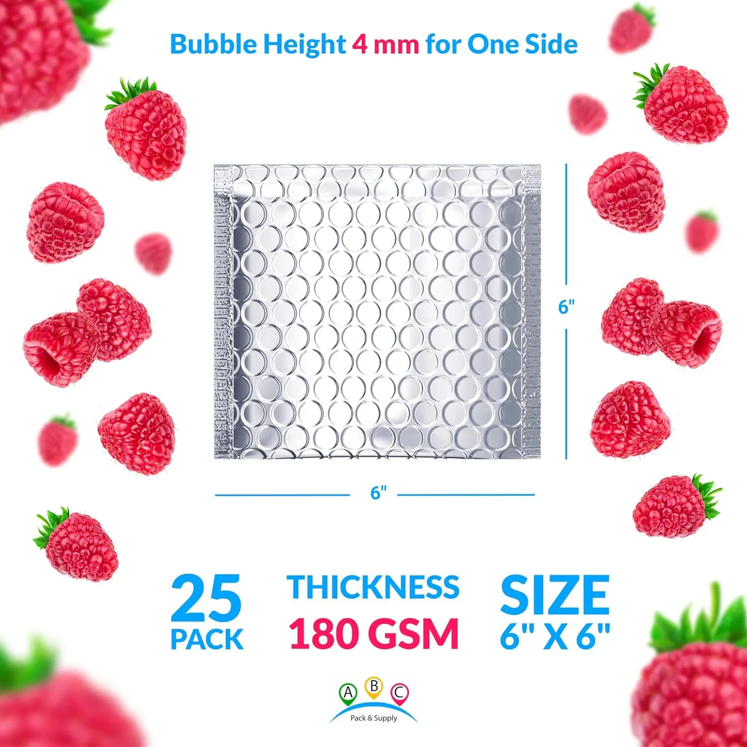 ABC PACK & SUPPLY Thermal Bubble Mailer, 6 x 6 Inches. Pack of 25 Metallic Bubble Mailers. Foil Insulated Mailers for Cold Shipping. Padded Envelopes Waterproof. Cold Insulated Shipping Bags