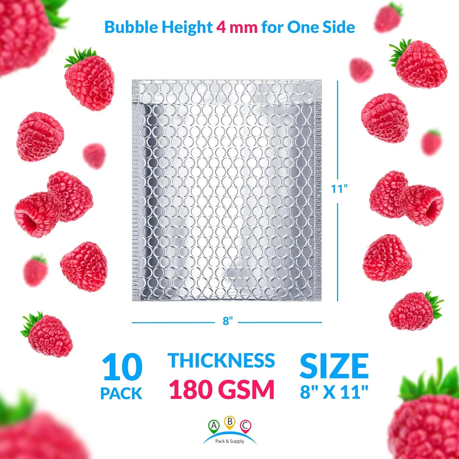 ABC PACK & SUPPLY Thermal Bubble Mailer, 8 x 11 Inches. Pack of 10 Metallic Bubble Mailers. Foil Insulated Mailers for Cold Shipping. Padded Envelopes Waterproof. Cold Insulated Shipping Bags