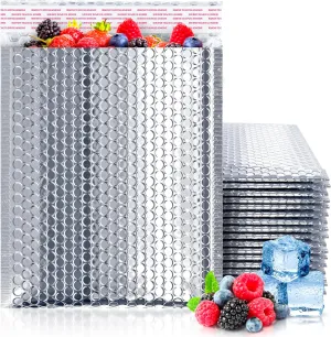 ABC PACK & SUPPLY Thermal Bubble Mailer, 8 x 11 Inches. Pack of 10 Metallic Bubble Mailers. Foil Insulated Mailers for Cold Shipping. Padded Envelopes Waterproof. Cold Insulated Shipping Bags