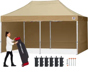 ABCCANOPY Easy Pop Up Canopy Tent with Sidewalls 10X20 Commercial -Series, Beige