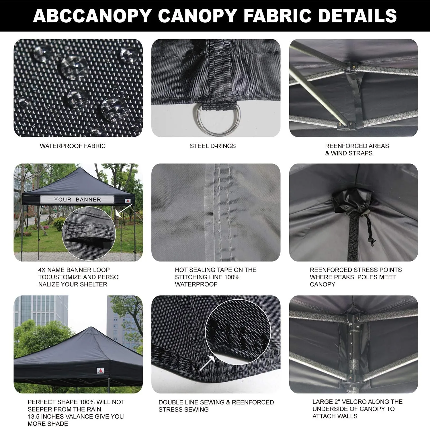 ABCCANOPY Outdoor Winter Gazebo 10x10, Premium Instant Pop Up Canopy Tent with Elegant Church Window,Snow and Rain Protection, Bonus Wheeled Bag,Black