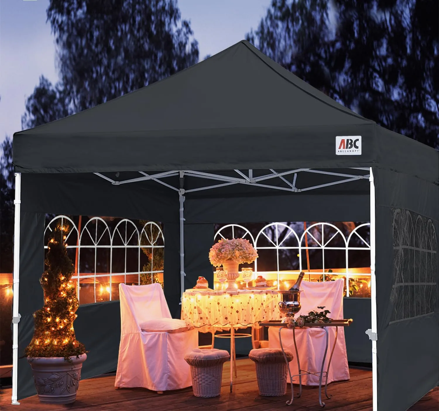 ABCCANOPY Outdoor Winter Gazebo 10x10, Premium Instant Pop Up Canopy Tent with Elegant Church Window,Snow and Rain Protection, Bonus Wheeled Bag,Black