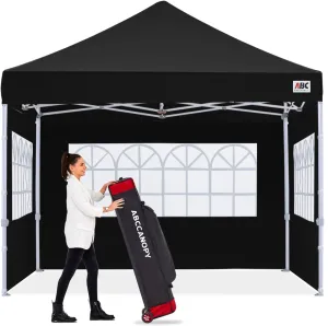 ABCCANOPY Outdoor Winter Gazebo 10x10, Premium Instant Pop Up Canopy Tent with Elegant Church Window,Snow and Rain Protection, Bonus Wheeled Bag,Black
