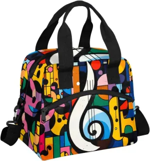 Abstract Music Notation Lunch Bag for Women Men Insulated Lunch Box Leakproof Portable Lunch Tote Bag Reusable Cooler Meal Bag for Work Picnic Outdoor