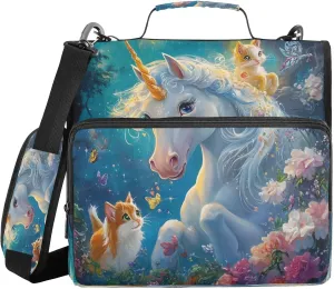 ALAZA Beautiful Unicorn Cat Flowers Travel Duffel Bag for Women Men Sports Gym Bag with Shoe Compartment Tote Weekender Overnight Bag with Wet Pocket for Travel, Gym,Yoga,Swimming