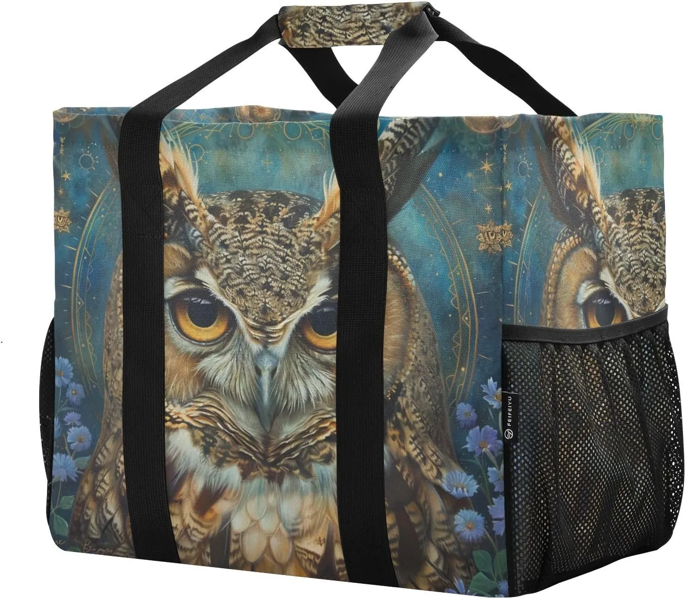 ALAZA Boho Owl Flower Waterproof Beach Tote Bags