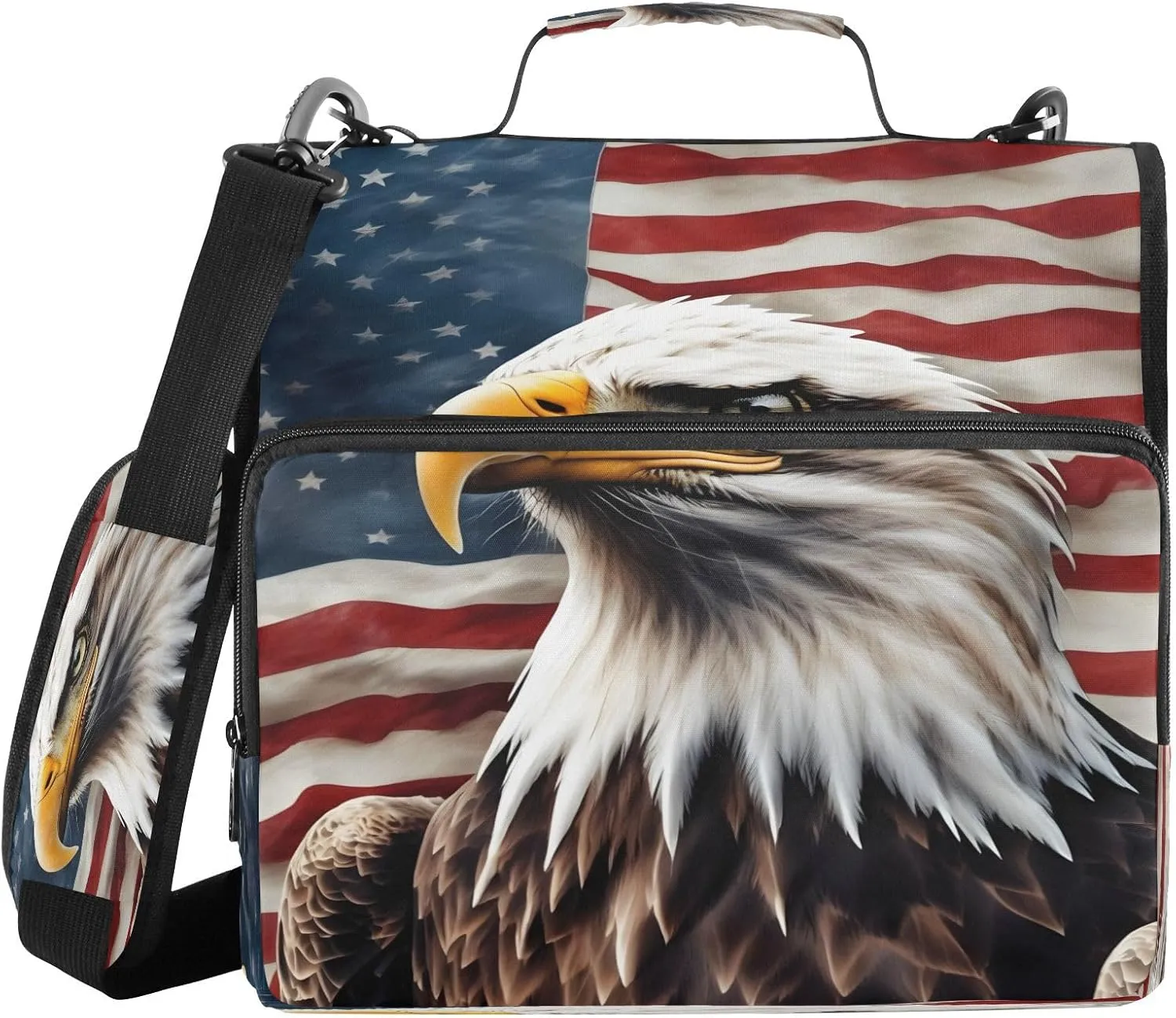 ALAZA Eagle American Flag Travel Duffel Bag for Women Men Sports Gym Bag with Shoe Compartment Tote Weekender Overnight Bag with Wet Pocket for Travel, Gym,Yoga,Swimming