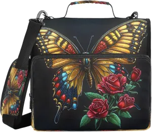 ALAZA Golden Butterfly Red Rose Travel Duffel Bag for Women Men Sports Gym Bag with Shoe Compartment Tote Weekender Overnight Bag with Wet Pocket for Travel, Gym,Yoga,Swimming