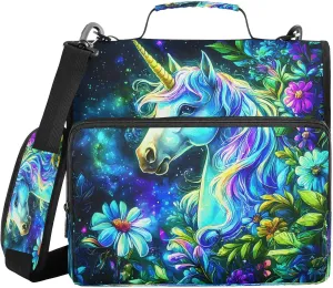 ALAZA Magic Unicorn Flower Leaves Travel Duffel Bag for Women Men Sports Gym Bag with Shoe Compartment Tote Weekender Overnight Bag with Wet Pocket for Travel, Gym,Yoga,Swimming