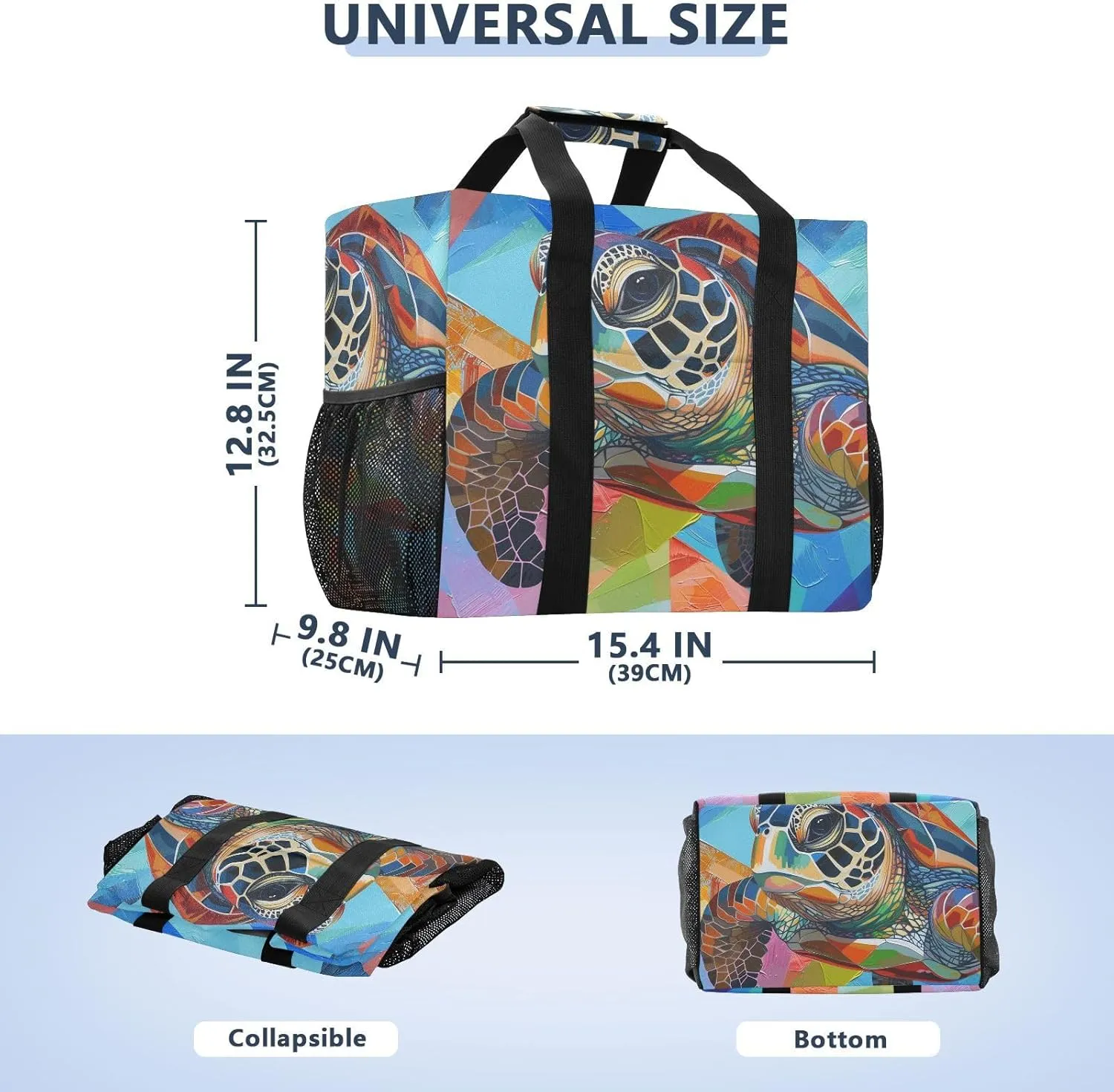ALAZA Turtle Flower Waterproof Beach Tote Bags