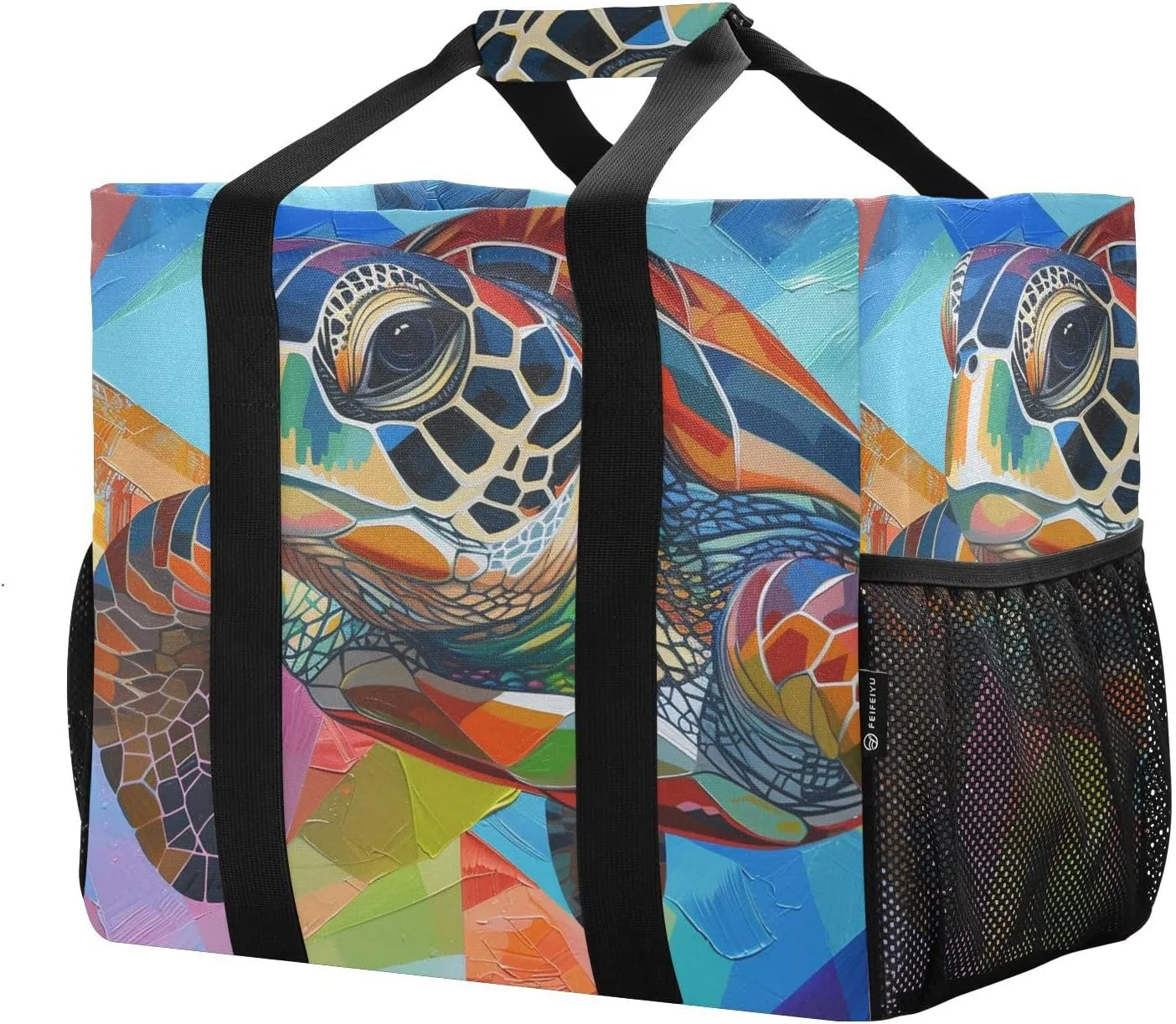 ALAZA Turtle Flower Waterproof Beach Tote Bags