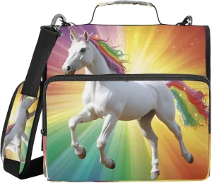 ALAZA White Horse Rainbow Travel Duffel Bag for Women Men Sports Gym Bag with Shoe Compartment Tote Weekender Overnight Bag with Wet Pocket for Travel, Gym,Yoga,Swimming