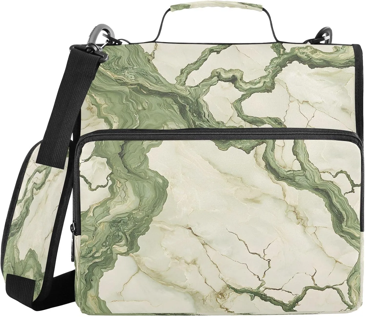 ALAZA White Marble Green Texture Travel Duffel Bag for Women Men Sports Gym Bag with Shoe Compartment Tote Weekender Overnight Bag with Wet Pocket for Travel, Gym,Yoga,Swimming