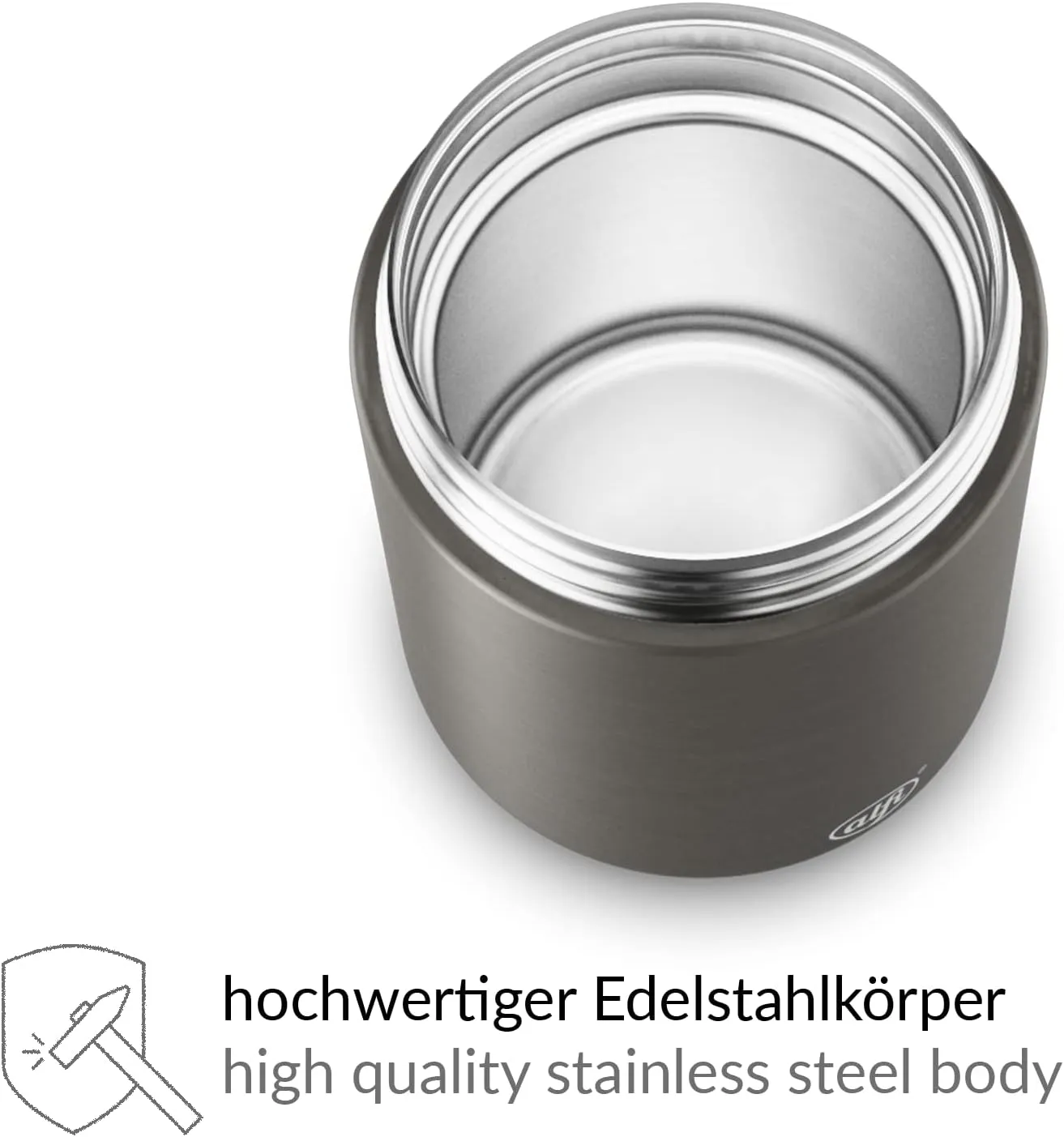 alfi Thermal Food Container, Lunch Pot, Endless, Stainless Steel, Black, 350 ml   150 ml Snack Pot for Toppings, Food Container for Cereal on The Go, Leak-Proof, BPA-Free, 5 Hours Hot, 10 Hours Cold