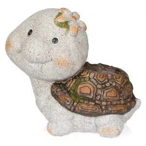 Alpine Corporation WQA1592 Blushing Tortoise Statue Planter w/Drainage Hole, Décor for Garden, Patio, & Lawn, 13" H, Gray