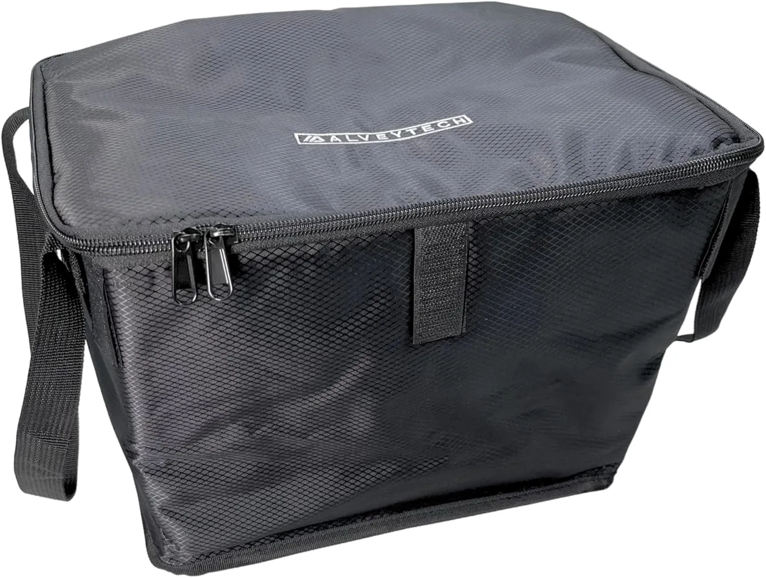 AlveyTech Black Insulated Basket Bag - Large Capacity Durable Ripstop Fabric Organizer Bags with PE Foam, Zipper, Secure Hook and Loop Straps, Storage Accessories for Bicycles, Electric Bike & Scooter