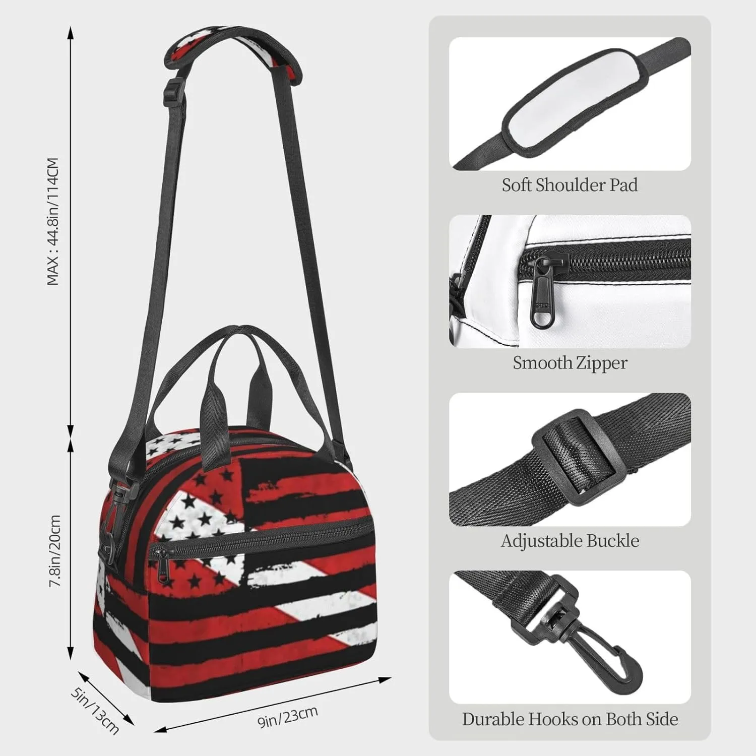 American Diver Down Flag Usa Scuba Diving Dive Flag Lunch Bag Hand Tote Crossbody Insulated Lunch Bag Large Portable Lunch Box