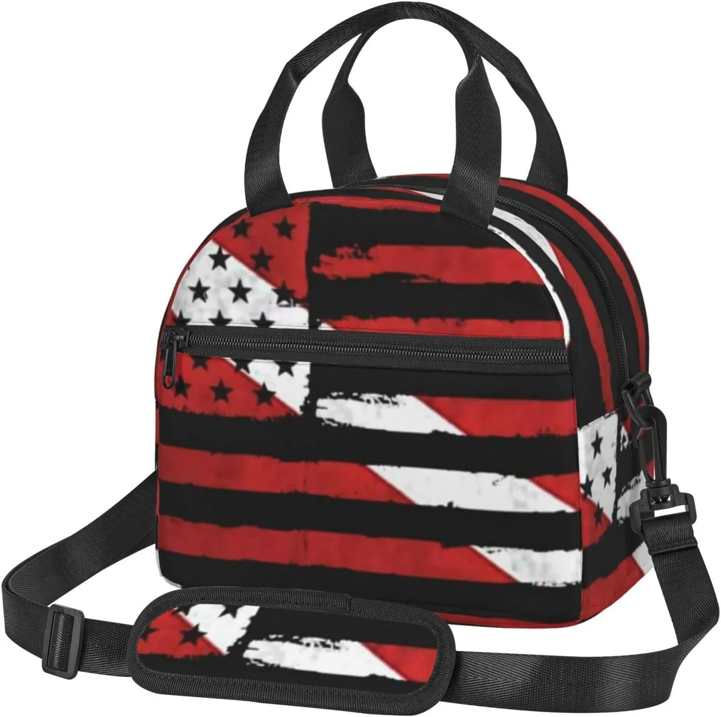 American Diver Down Flag Usa Scuba Diving Dive Flag Lunch Bag Hand Tote Crossbody Insulated Lunch Bag Large Portable Lunch Box