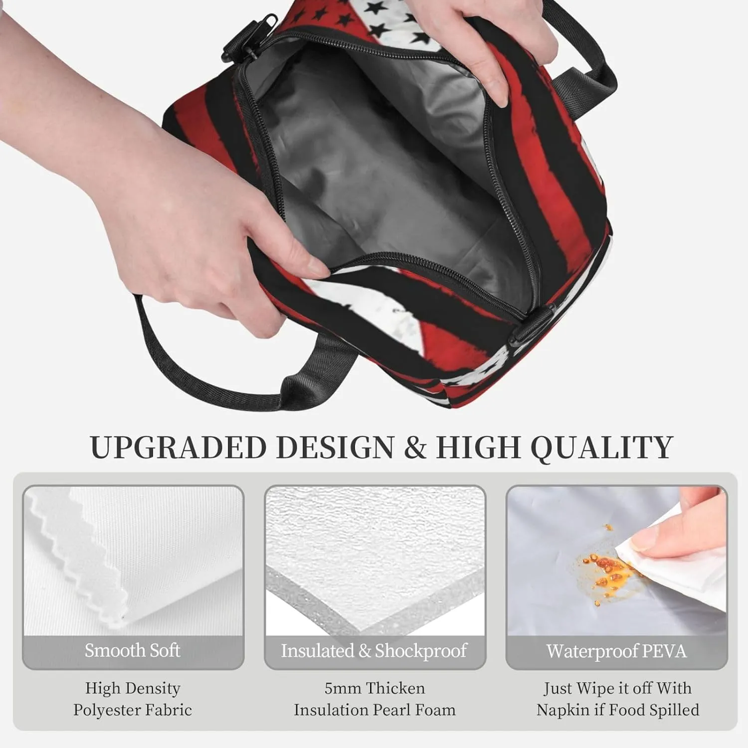 American Diver Down Flag Usa Scuba Diving Dive Flag Lunch Bag Hand Tote Crossbody Insulated Lunch Bag Large Portable Lunch Box