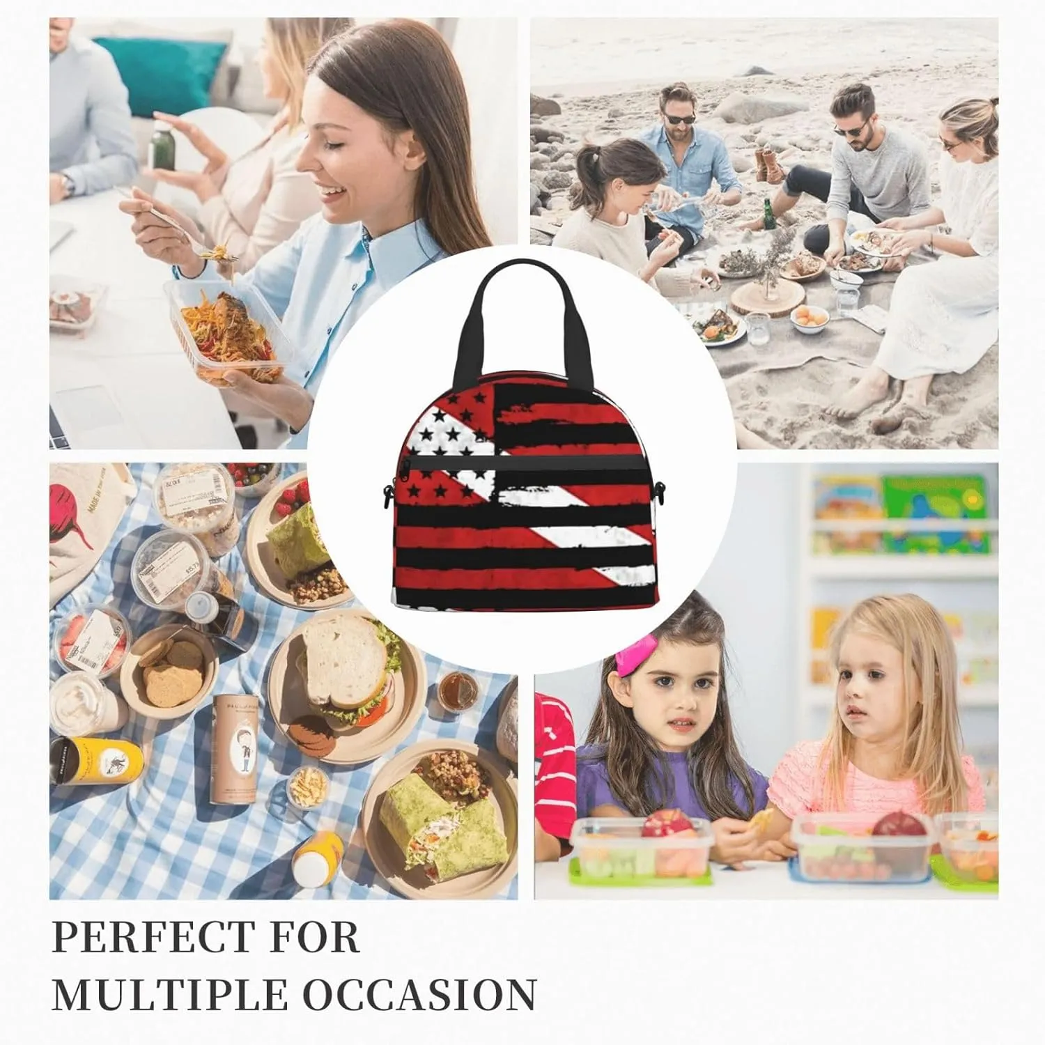 American Diver Down Flag Usa Scuba Diving Dive Flag Lunch Bag Hand Tote Crossbody Insulated Lunch Bag Large Portable Lunch Box
