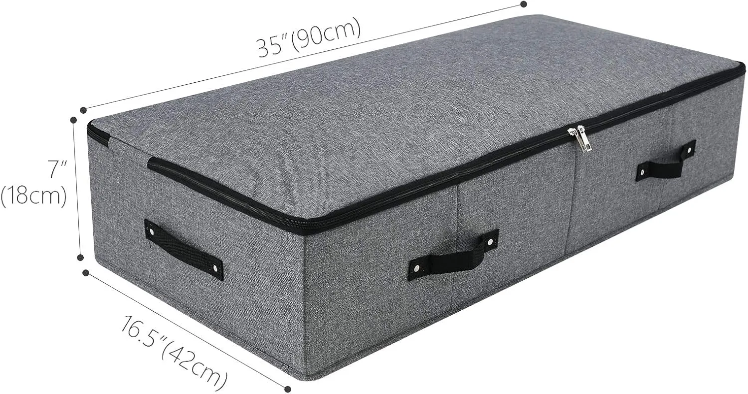 AMJ Extra Length Under Bed Storage Organization Containers for Shoes, Clothing, Bedding, 35.5 x 16.5 x 7“, Black Gray