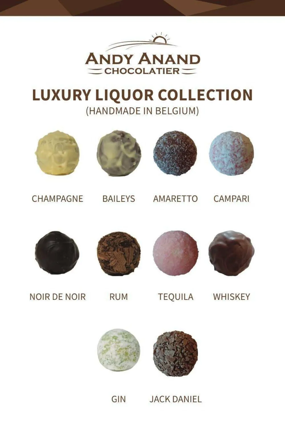 Andy Anand Champagne, Rum, Irish Cream & Kahlua Belgian Chocolate Truffles Gift Boxed, Delicious, Succulent & Divine (24 Pcs)