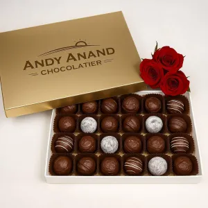Andy Anand Champagne, Rum, Irish Cream & Kahlua Belgian Chocolate Truffles Gift Boxed, Delicious, Succulent & Divine (24 Pcs)