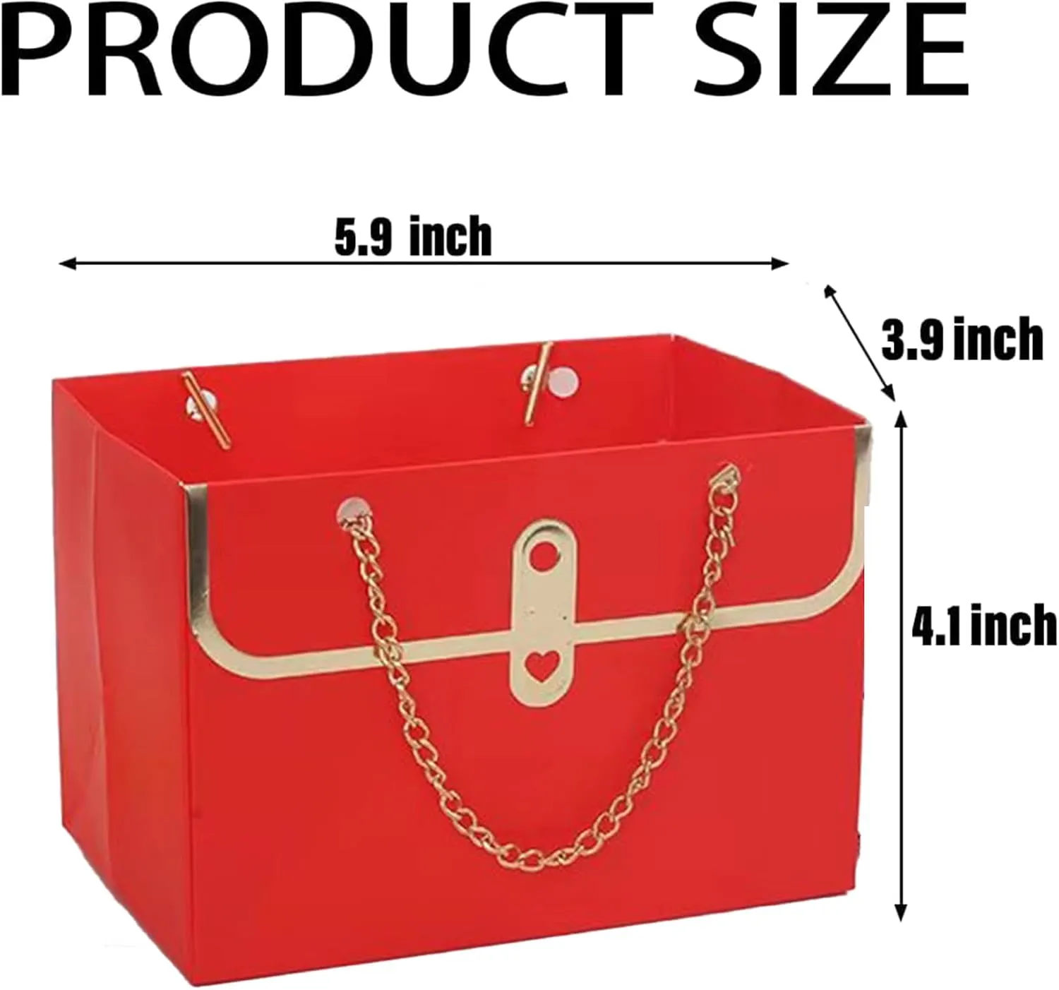 Ankysasky 12Pcs Paper Flower Gift Bags with Metal Chain, Rectangular Bouquet Storage Bucket Florist Bag Handbag, Multiple Occasions (Pink, Black, Red, Purple, Beige)