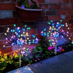 Anordsem Solar Lights Outdoor Waterproof: Garden Light Solar Powered for Yard Outside - Fireworks Lamp Colorful Lighting Path Decor 2 Pack - LED Sparkler DIY Decorating Gifts for Women Mom Wife