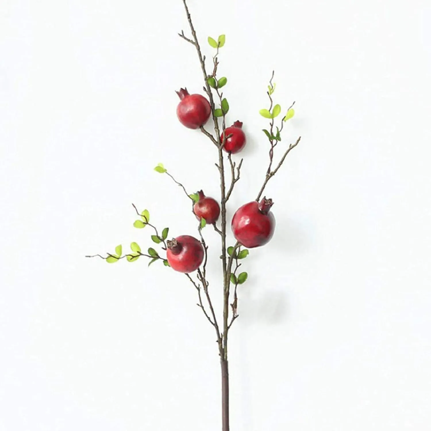 Artificial Pomegranate Branches with LED String Light Red Fake Pomegranate Tree Berries Plants Flower Fruit DIY Decor Kitchen Party Home Table Wreath Vase Flower Arrangement (Red, 2 Pack)