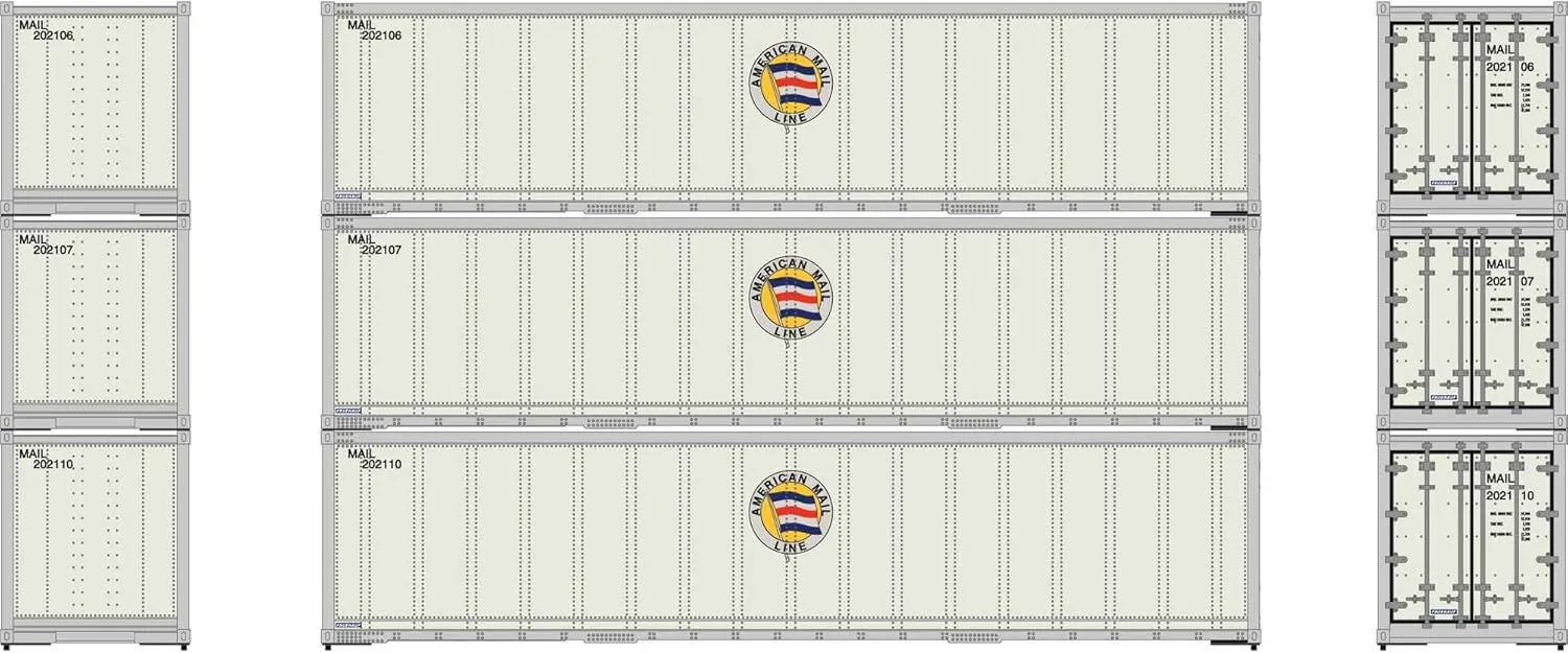 Athearn HO 40' Smooth Side Containers AML #1 3 ATH63387 HO Vehicles