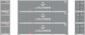 Athearn HO 40' Smooth Side Containers USLU #1 3 ATH63389 HO Vehicles