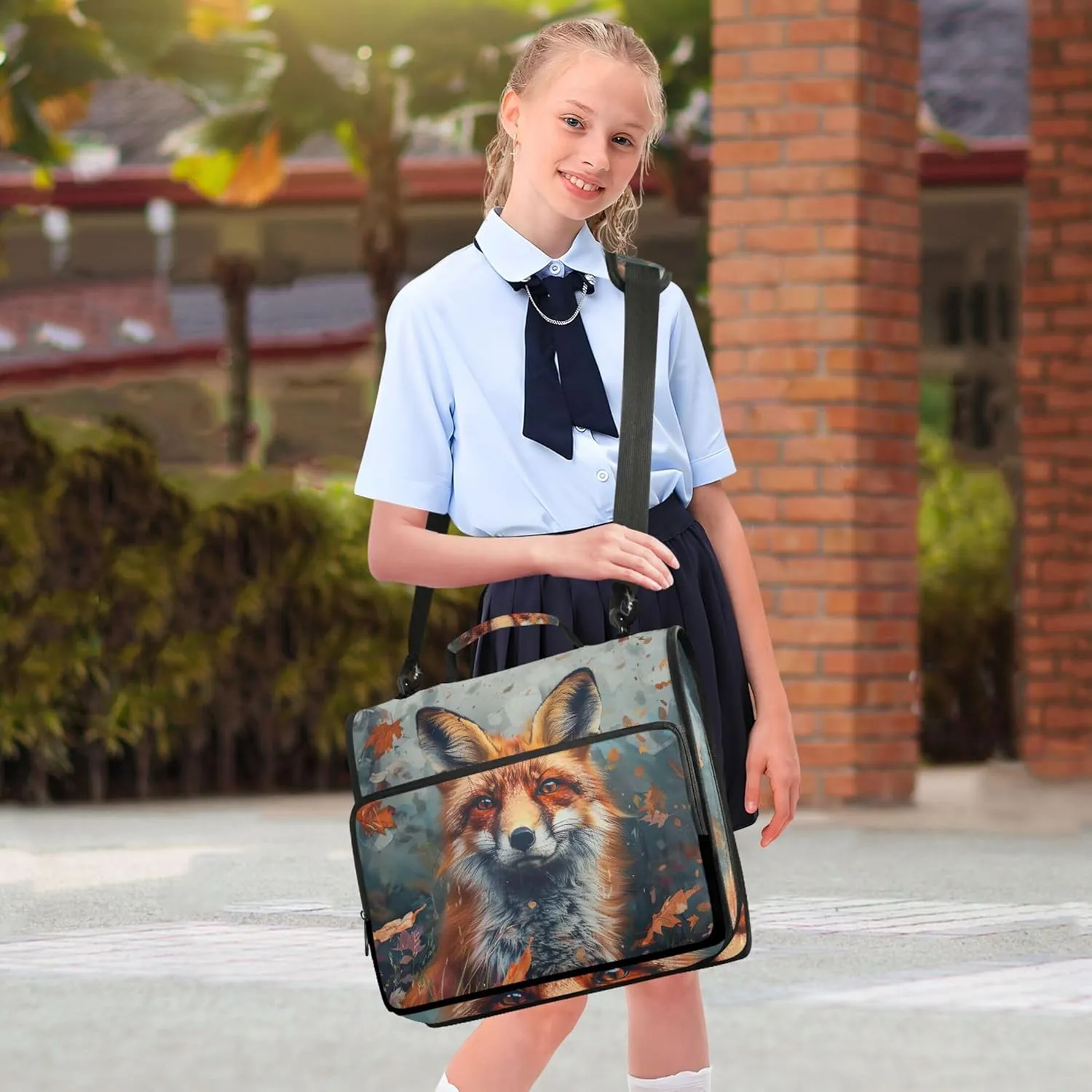 Autumn Forest Fox 3 Ring Binders 1.5 Inch D Ring Binder Zipper Organizer School Binders Bag with Shoulder Strap Print Multi Pockets Large Portfolio Folder