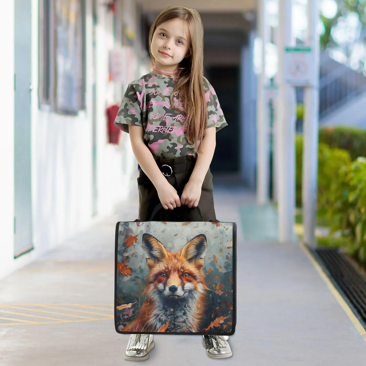 Autumn Forest Fox 3 Ring Binders 1.5 Inch D Ring Binder Zipper Organizer School Binders Bag with Shoulder Strap Print Multi Pockets Large Portfolio Folder