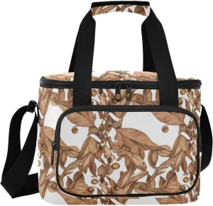 Autumn Leaf Beige Insulated Cooler Bag for Women Men Leakproof 24 Can Camping Car Cooler for Work Office Picnic