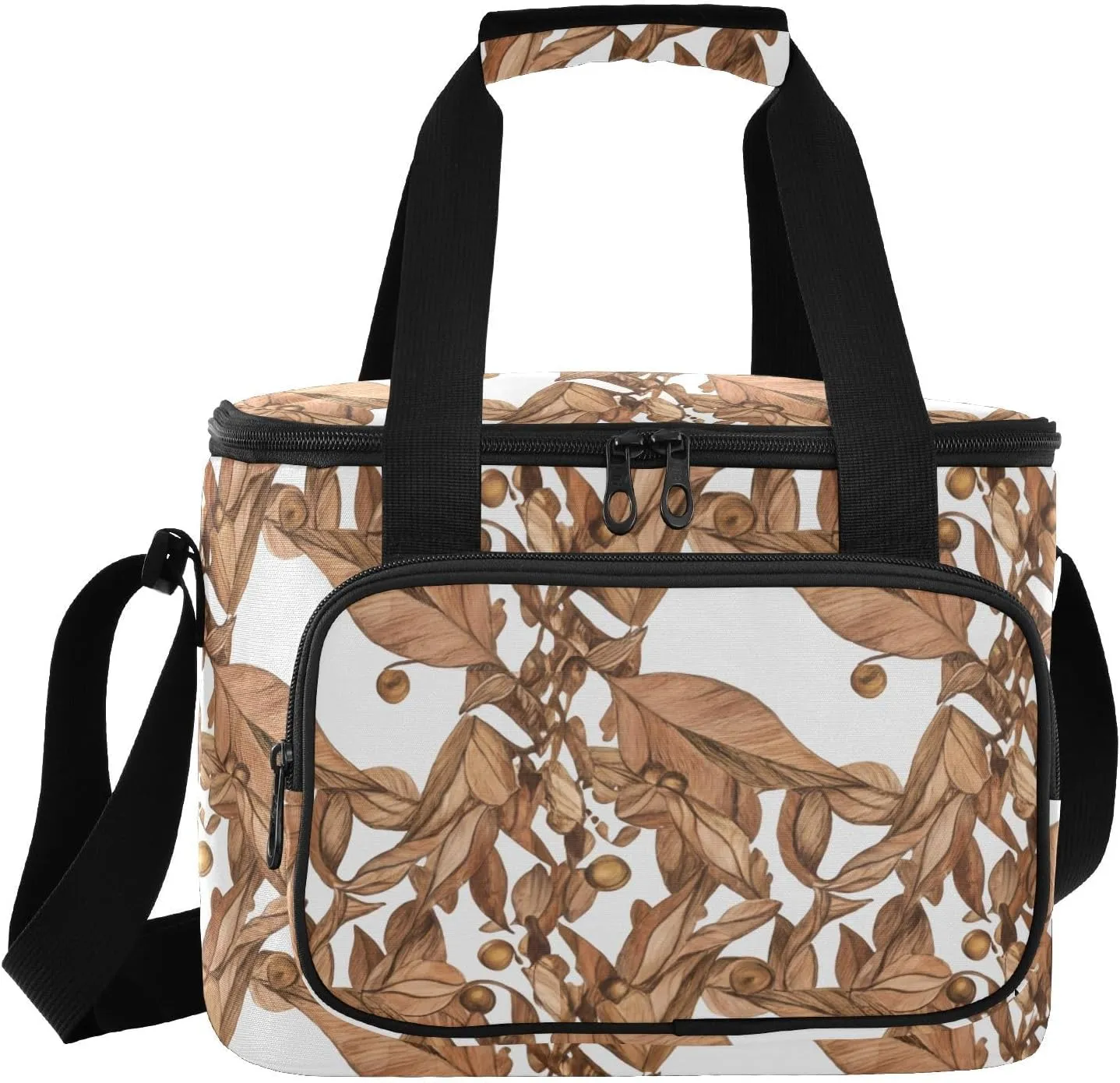 Autumn Leaf Beige Insulated Cooler Bag for Women Men Leakproof 24 Can Camping Car Cooler for Work Office Picnic