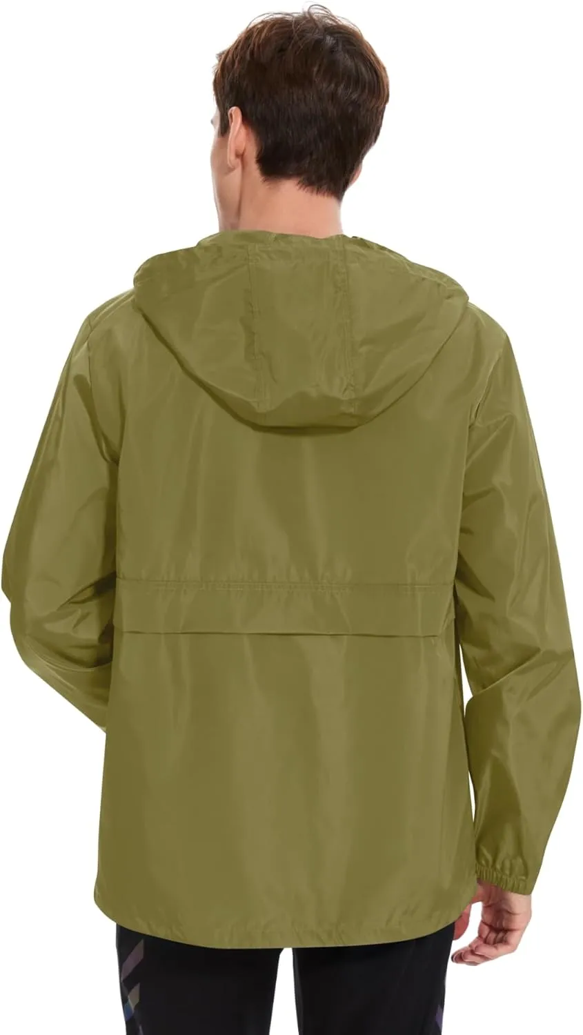 Avoogue Men's Rain Jacket Waterproof Lightweight windbreaker Packable Pullover for Hiking Golf Running