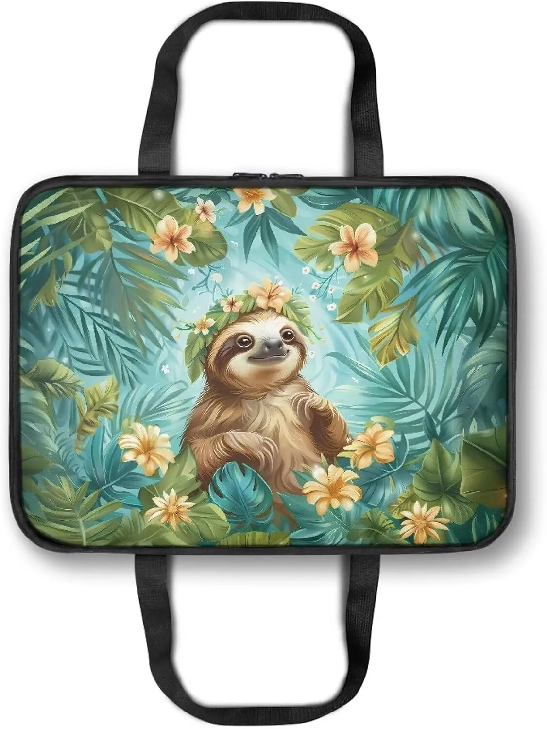 Babrukda Tropic Palm Leaves Sloth Insulated Casserole Baking Dish Bag Leak-Proof Insulated Casserole Carrier for Hot or Cold Food Lasagna Lunch Bag for Parties, Picnic, Beach