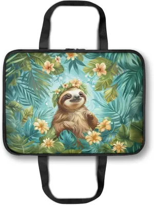 Babrukda Tropic Palm Leaves Sloth Insulated Casserole Baking Dish Bag Leak-Proof Insulated Casserole Carrier for Hot or Cold Food Lasagna Lunch Bag for Parties, Picnic, Beach