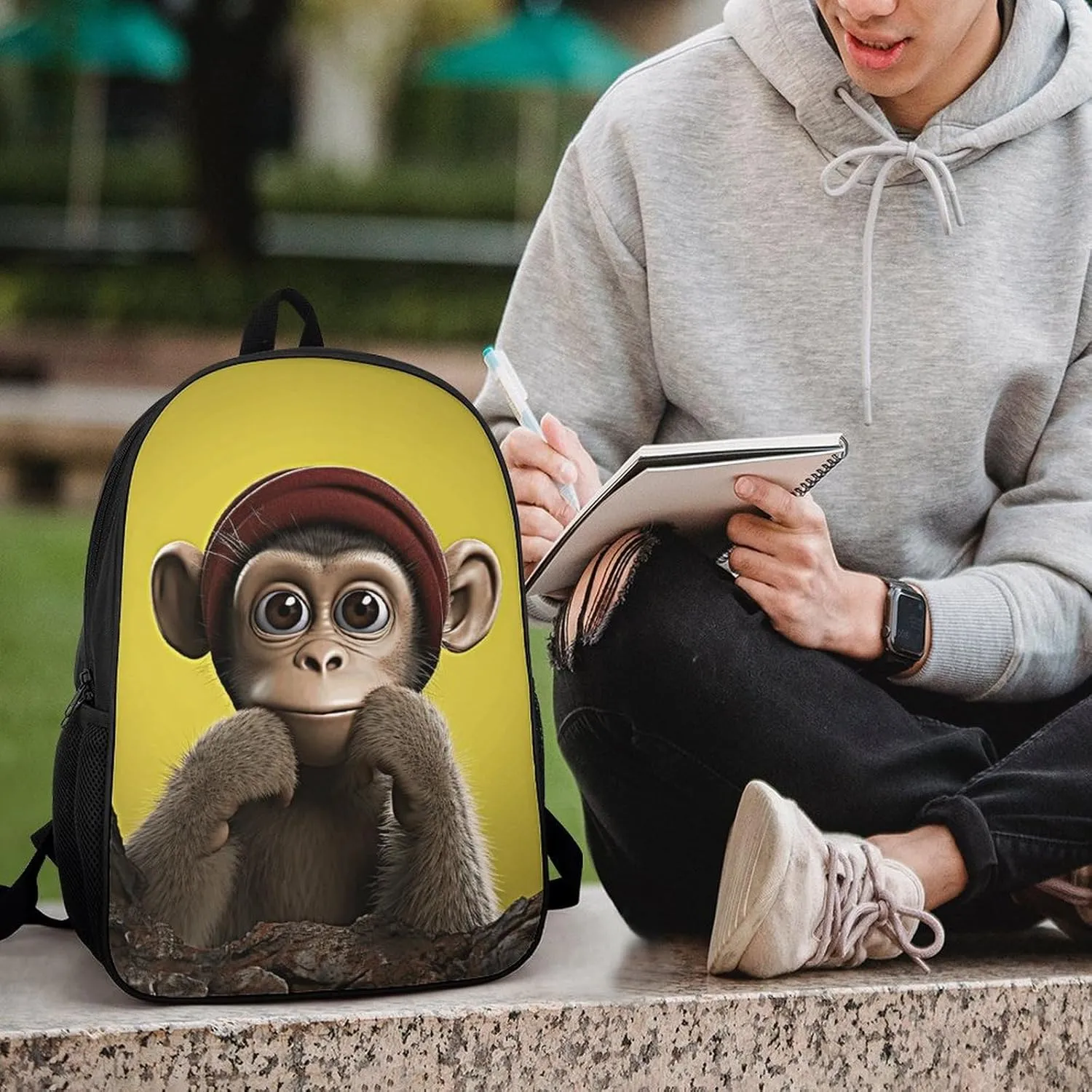 Backpack for Women Men Laptop Backpack Curious Monkey Casual Daypack Work Travel Computer Backpack