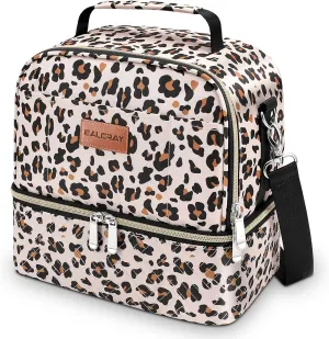 BALORAY Lunch Bag Women Men, Double Deck Lunch Box Insulated Lunch Bag for Adults Work Office Picnic, Leakproof Cooler Bag with Adjustable Shoulder Strap
