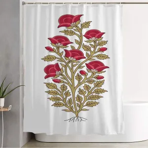 Bathroom Shower Curtain Blockprint Tribal Wood Fleur Block Kashmir Delicate Floral Fashion Flower Pattern Lace Design Ikat Cute Shower Curtain Waterproof Bath Curtain with Hooks 72x78 Inch