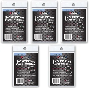 BCW 1 Screw Card Holder - 120 PT. - 5ct | Crystal Clear Polystyrene | Secure Screwdown Design | Ideal for Collectible Card Storage and Display