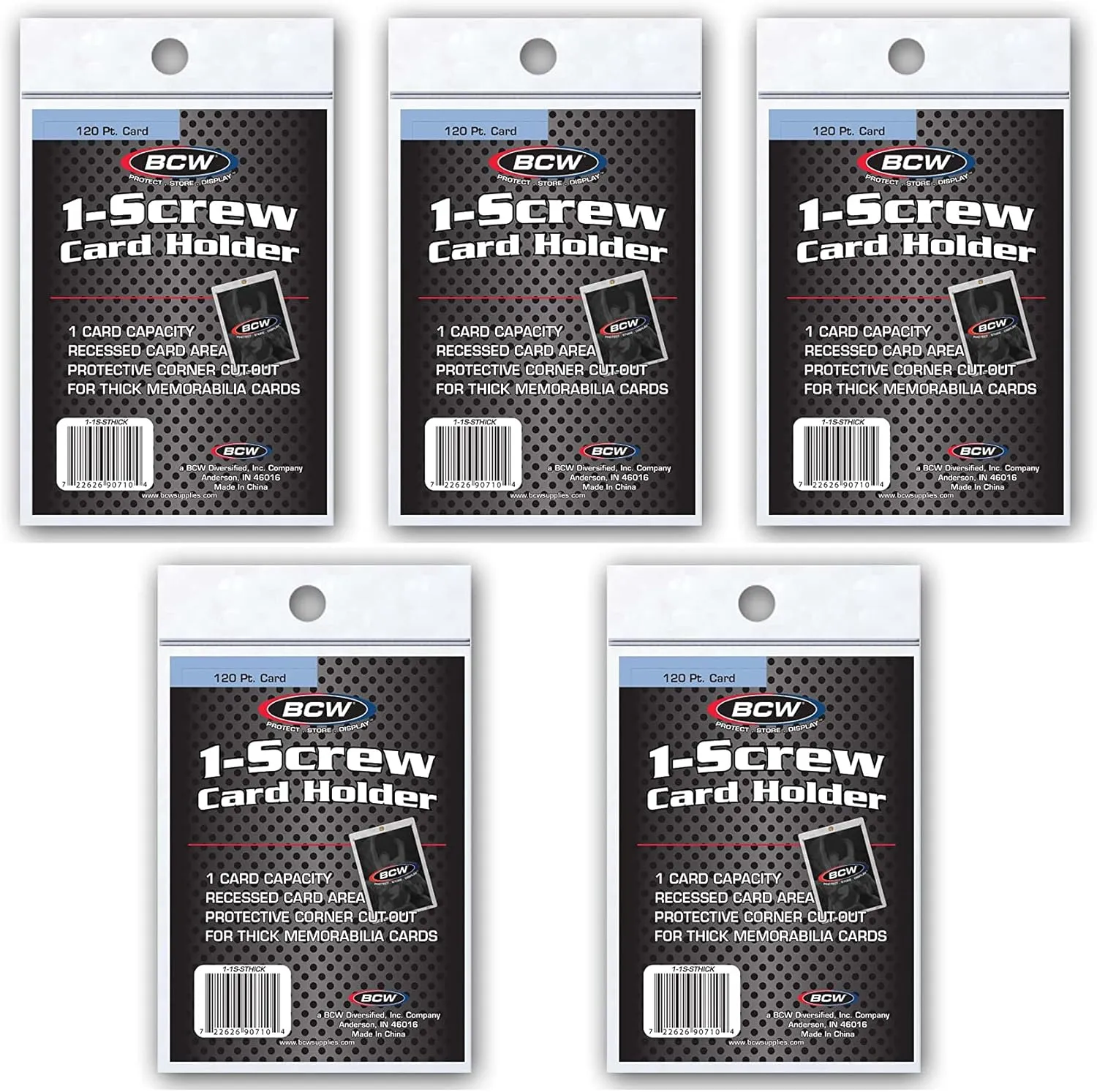 BCW 1 Screw Card Holder - 120 PT. - 5ct | Crystal Clear Polystyrene | Secure Screwdown Design | Ideal for Collectible Card Storage and Display