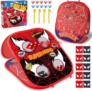 Bean Bag Toss Game for Kids,5-Second Setup Cornhole Game,Indoor Outside Spider Toys Gifts for 3 4 5 6 7 8 9 10,Party Activities Carnival Games for Kids,Gift for Boy Girl Birthday or Christmas